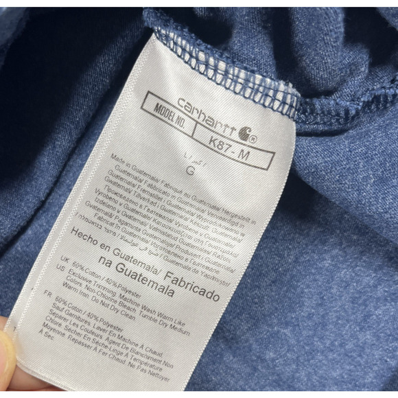 Carhartt T Shirt Mens Large Loose Fit Chest Pocket Short Sleeve Outdoors Blue - Picture 4 of 8